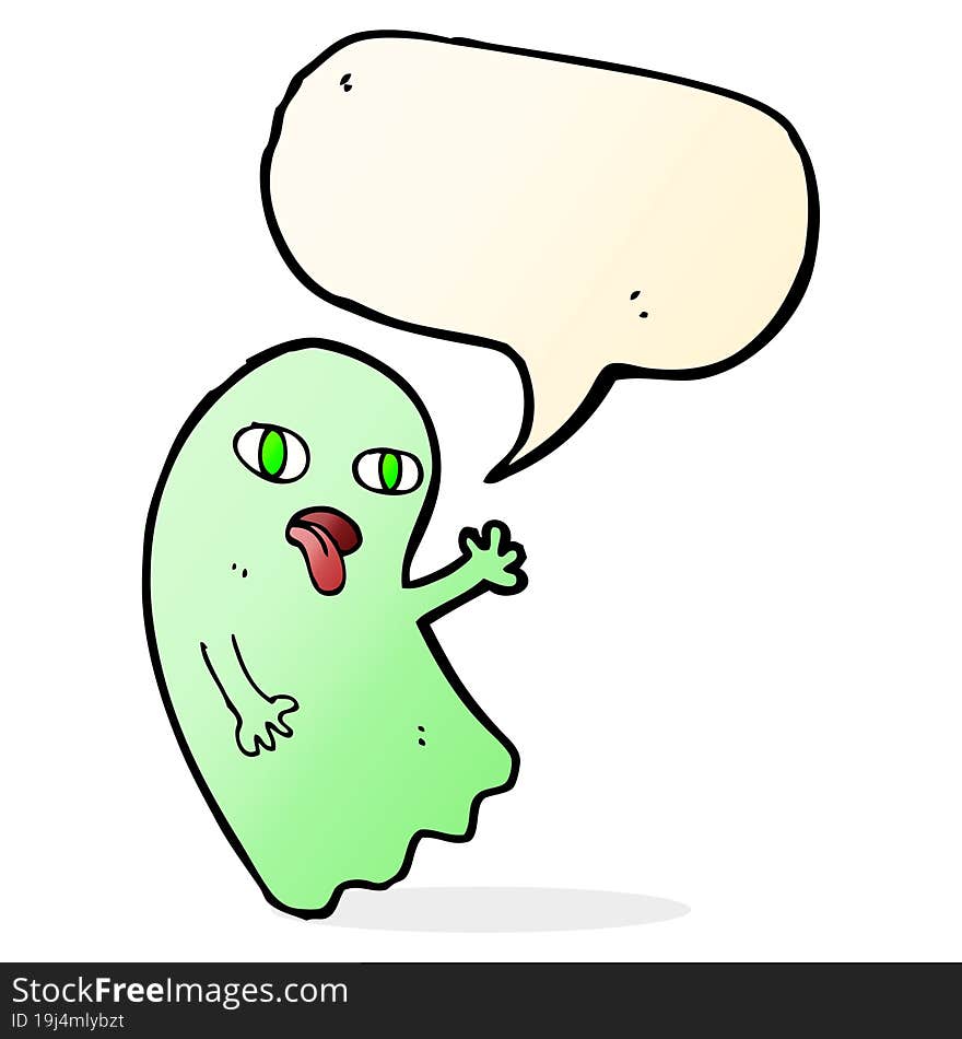 Funny Cartoon Ghost With Speech Bubble