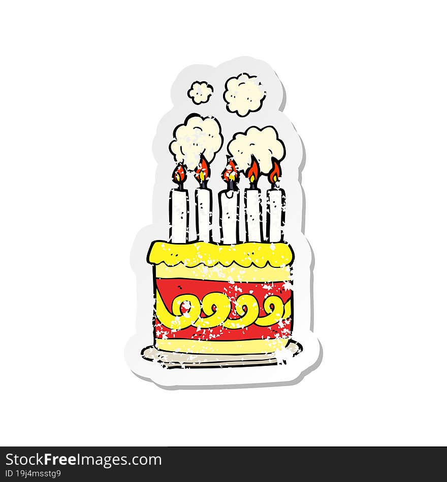 retro distressed sticker of a cartoon cake