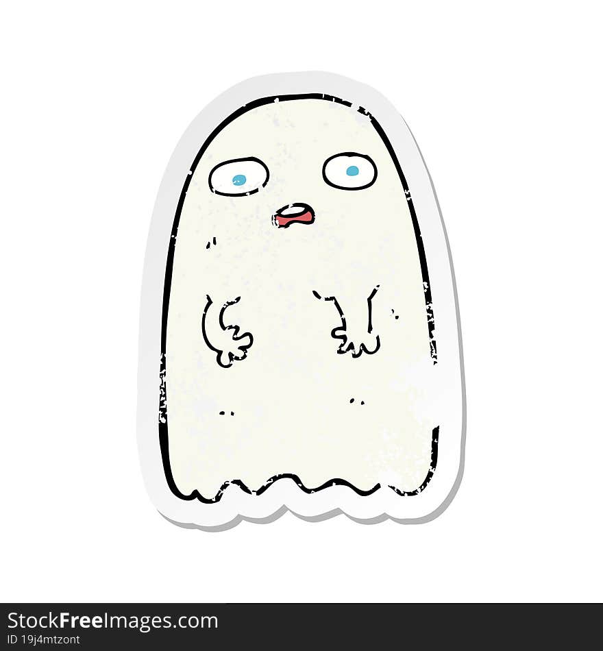 Retro Distressed Sticker Of A Funny Cartoon Ghost