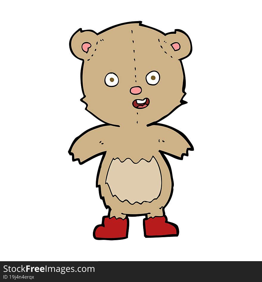 cartoon happy teddy bear in boots