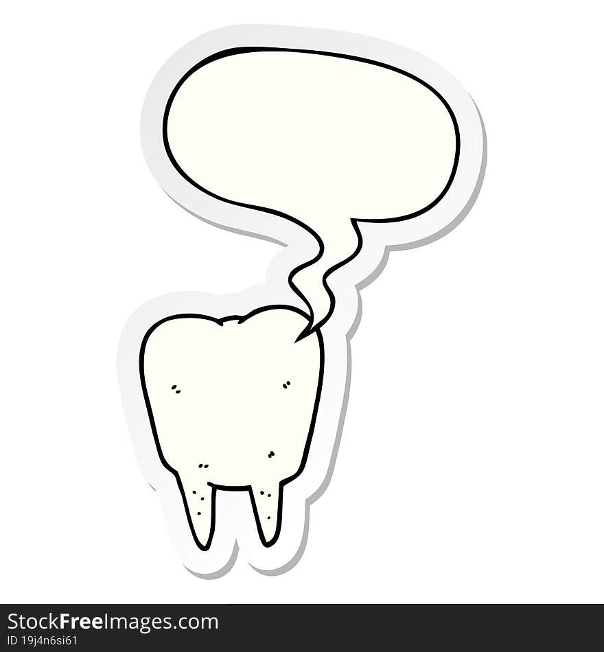 cartoon tooth and speech bubble sticker