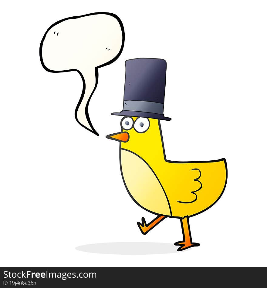 speech bubble cartoon bird wearing hat