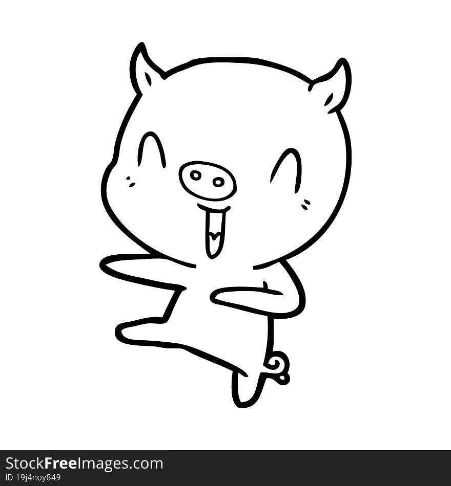 cartoon pig dancing. cartoon pig dancing