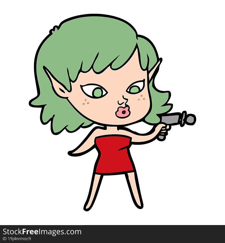 pretty cartoon girl with ray gun. pretty cartoon girl with ray gun