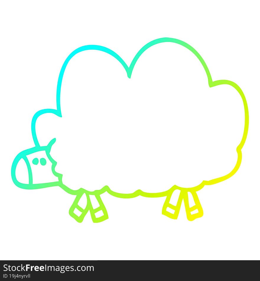 cold gradient line drawing cartoon black sheep