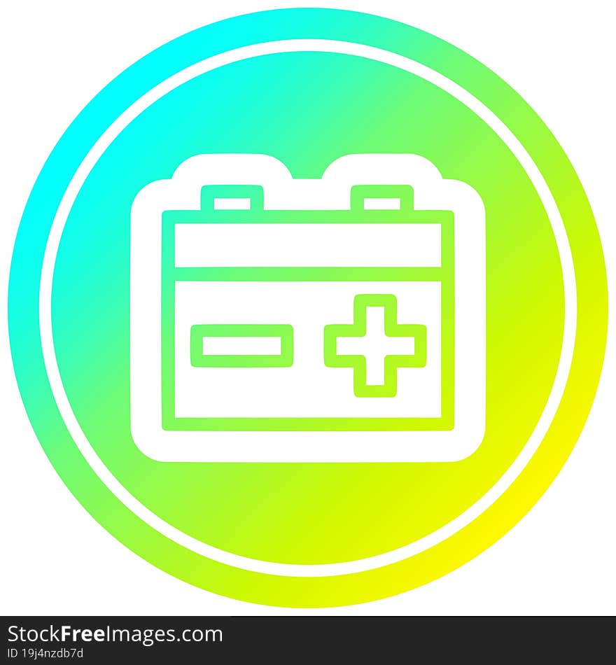 industrial battery circular in cold gradient spectrum