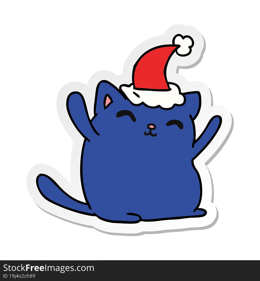 Christmas Sticker Cartoon Of Kawaii Cat