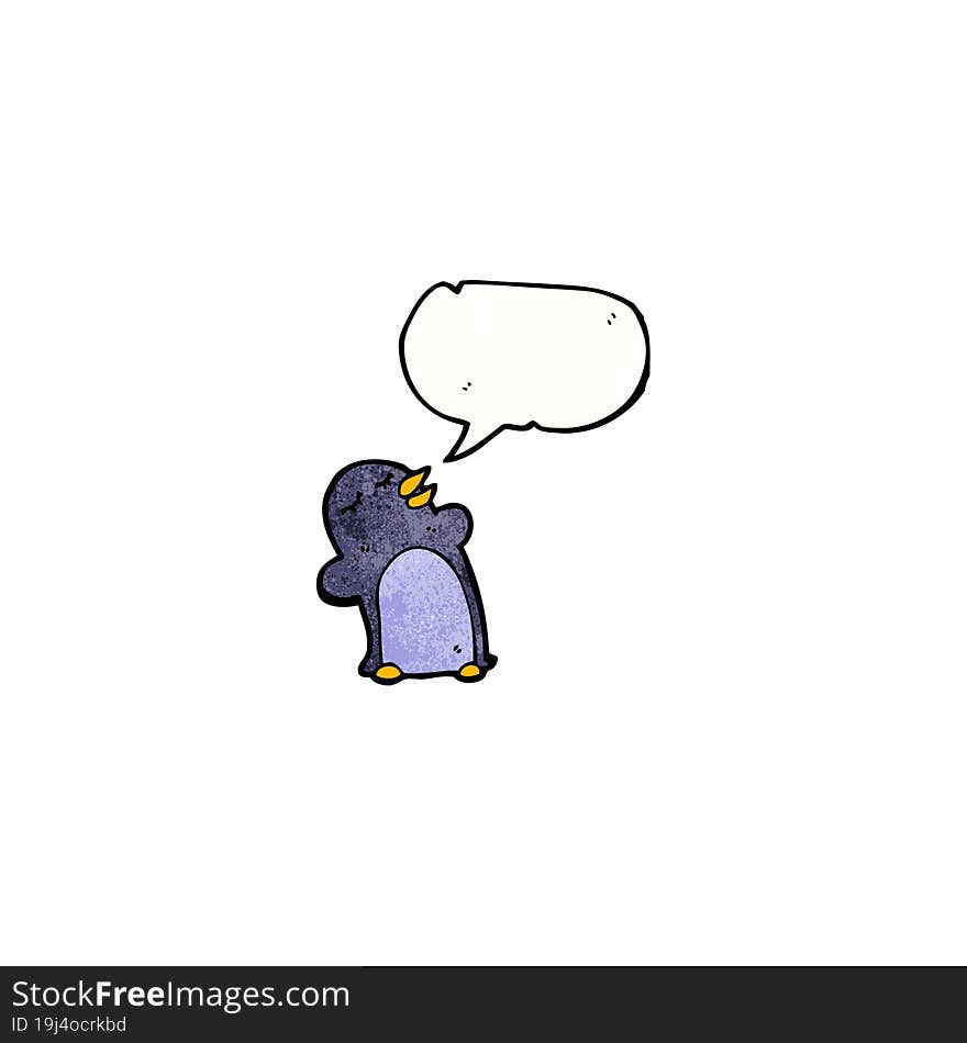 penguin with speech bubble cartoon