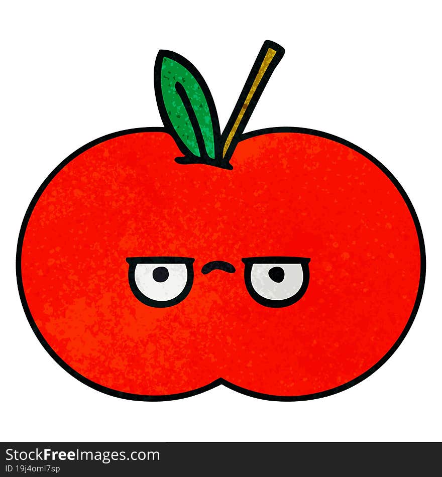 Retro Grunge Texture Cartoon Red Apple