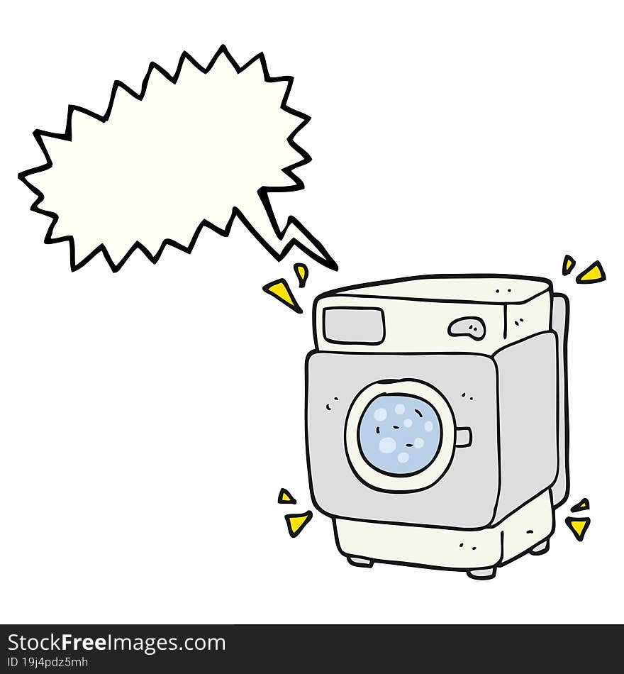 Speech Bubble Cartoon Rumbling Washing Machine