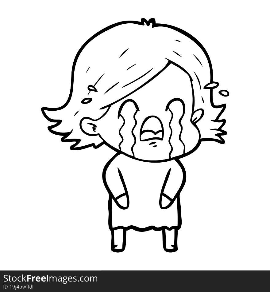 cartoon woman crying. cartoon woman crying