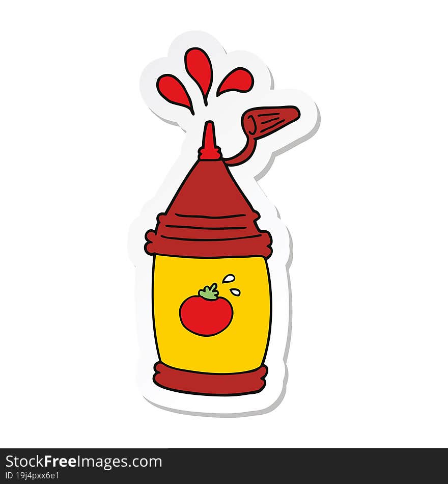 Sticker Of A Cartoon Ketchup Bottle