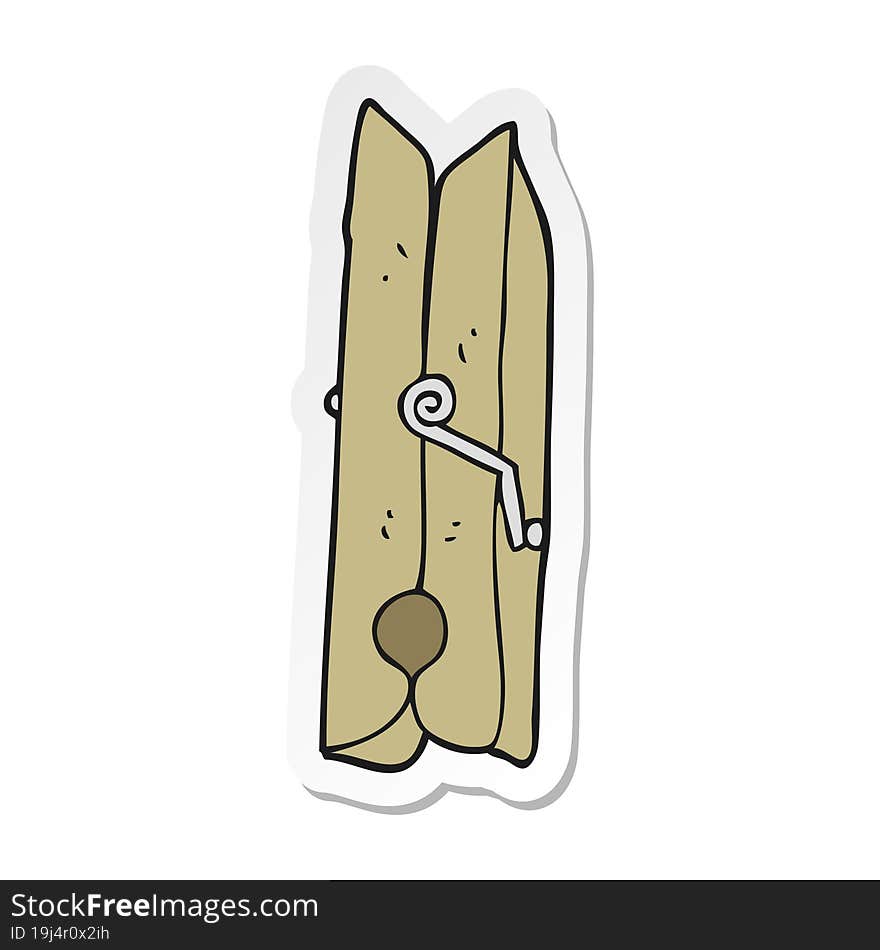 sticker of a cartoon wooden peg