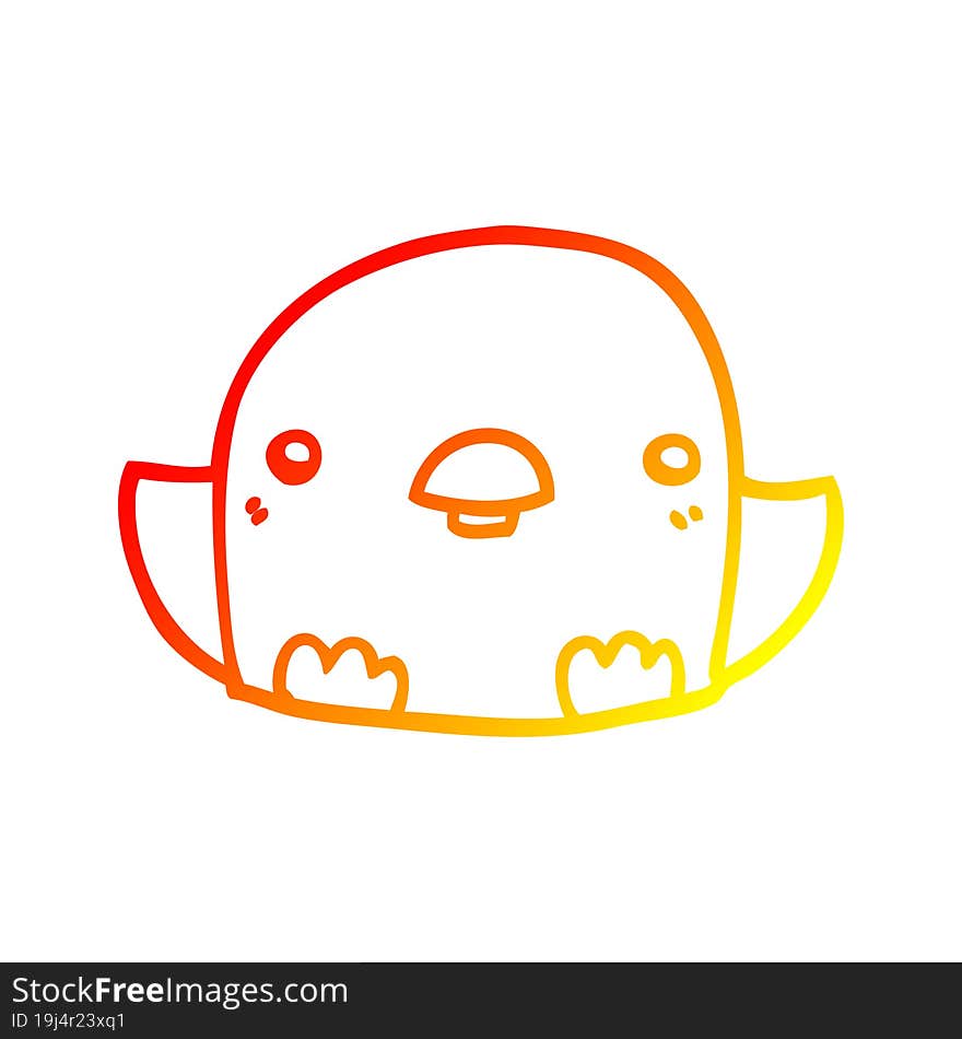 Warm Gradient Line Drawing Cartoon Chick