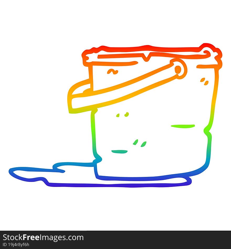 rainbow gradient line drawing cartoon bucket