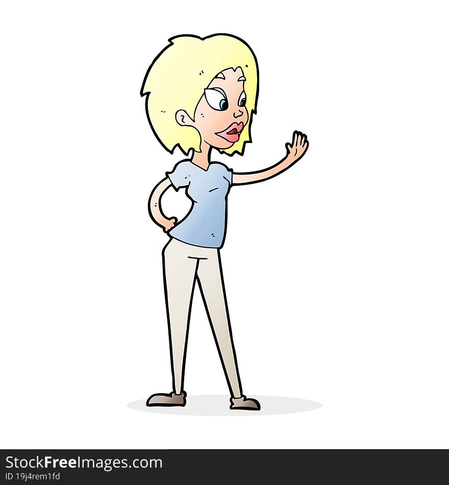 cartoon woman waving