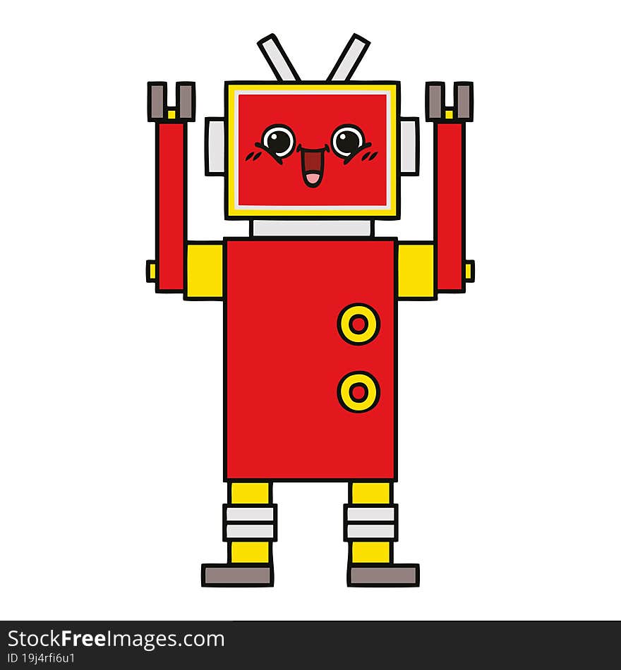 cute cartoon of a happy robot. cute cartoon of a happy robot