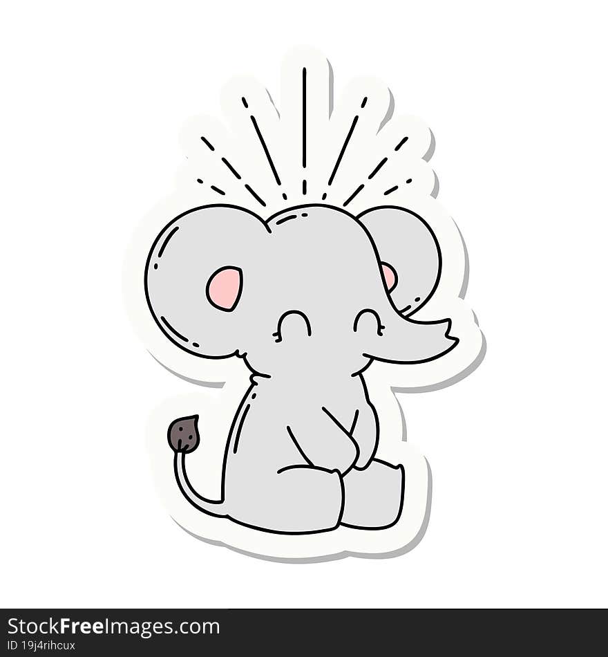 sticker of tattoo style cute elephant