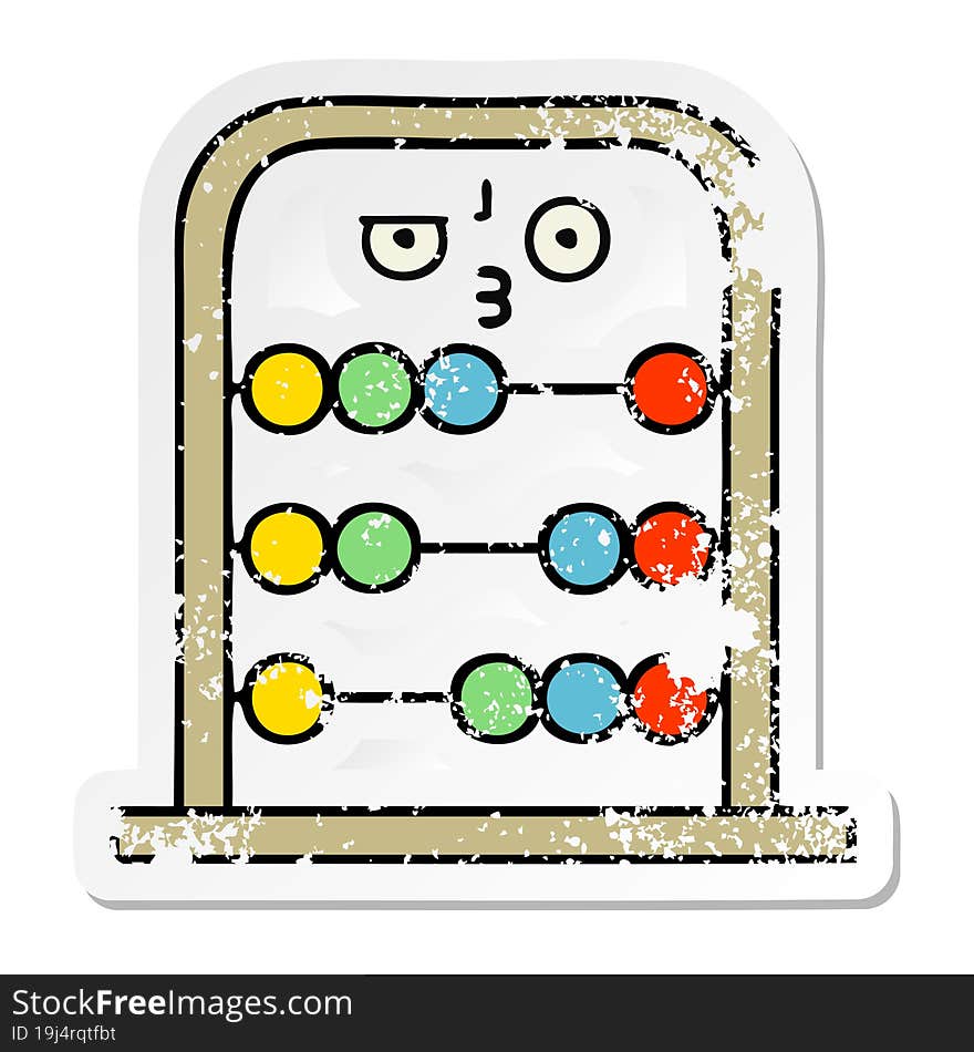 distressed sticker of a cute cartoon abacus