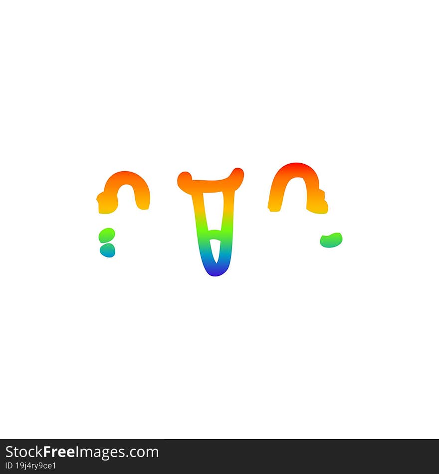 rainbow gradient line drawing of a happy cartoon face