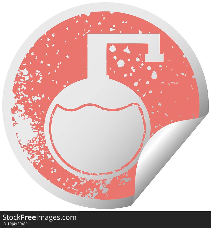 distressed circular peeling sticker symbol of a science experiment