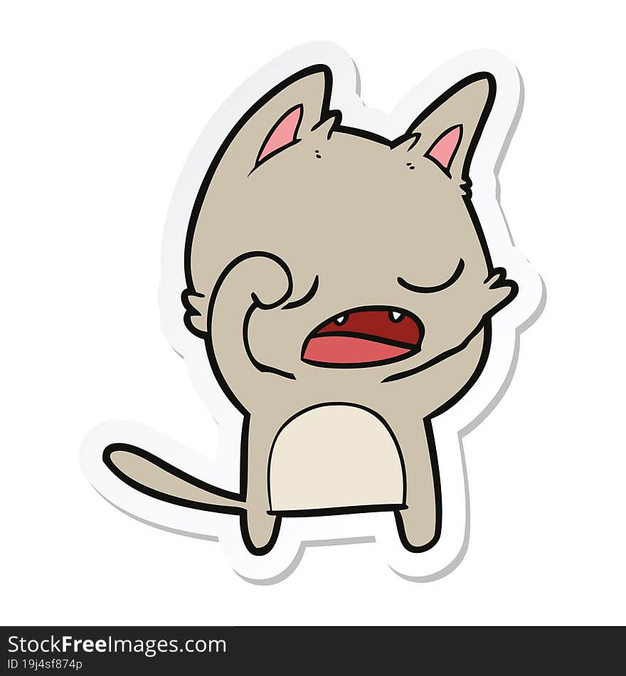 Sticker Of A Talking Cat Cartoon