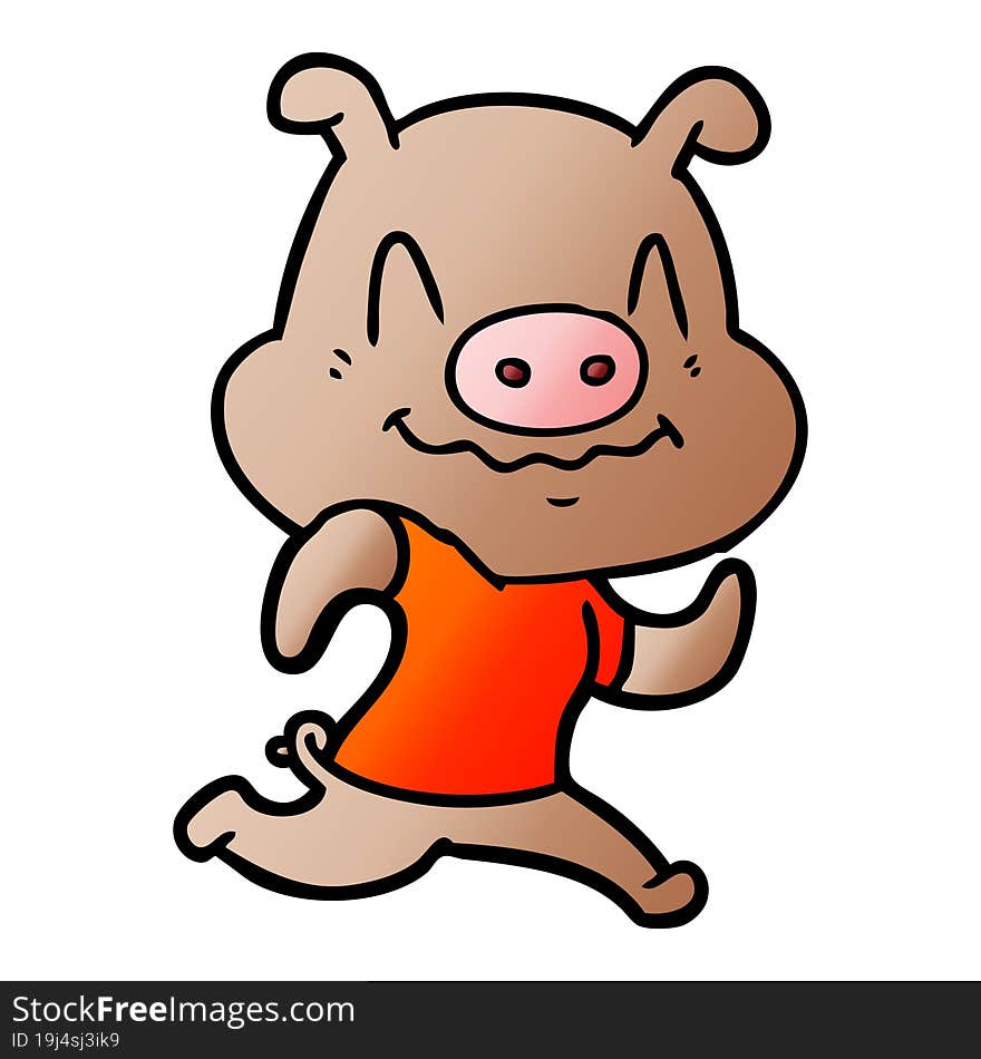 nervous cartoon pig. nervous cartoon pig