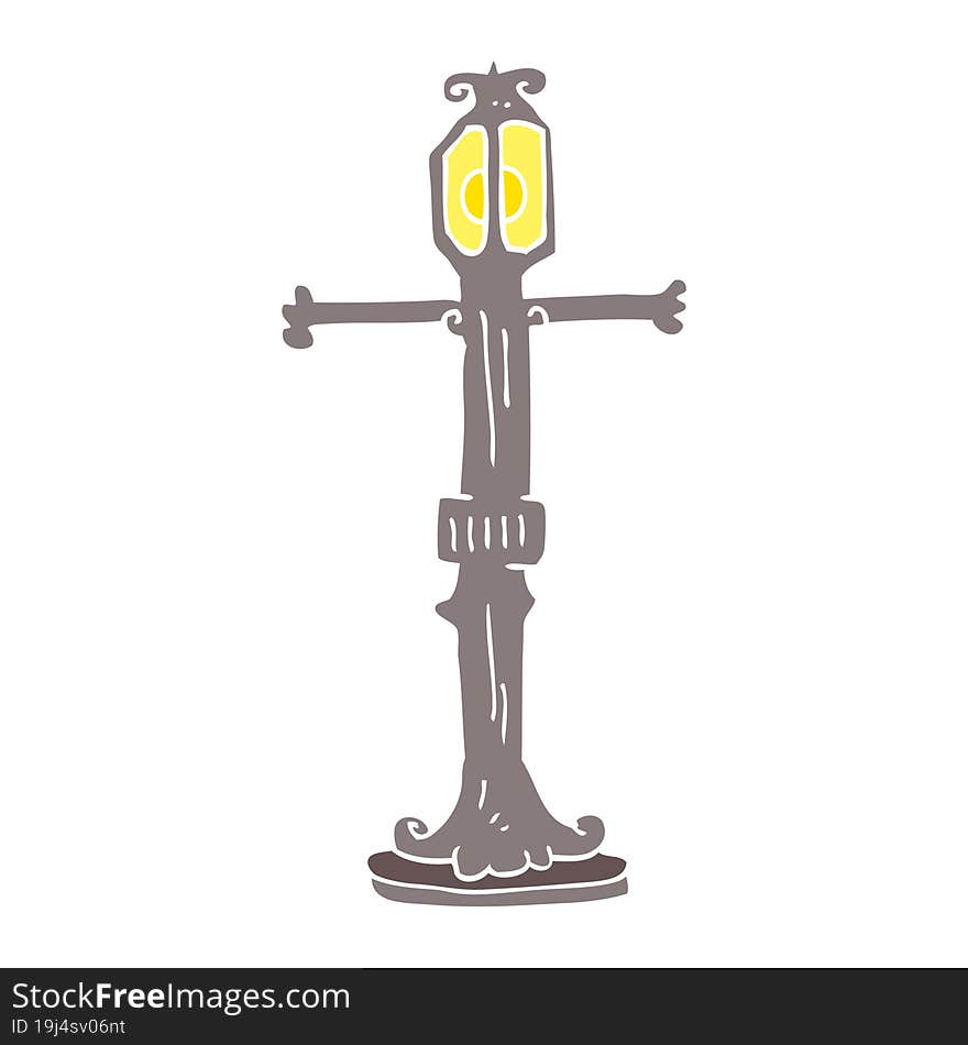 flat color illustration of a cartoon street lamp