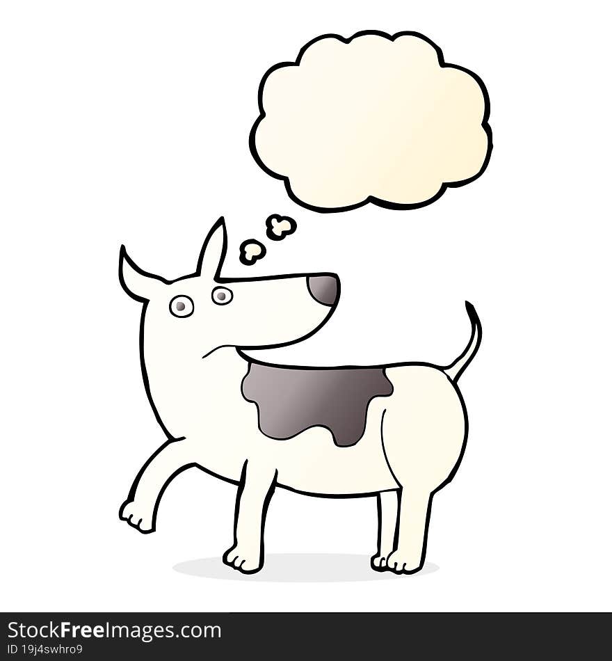 funny cartoon dog with thought bubble