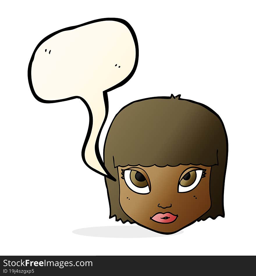 cartoon female face with speech bubble