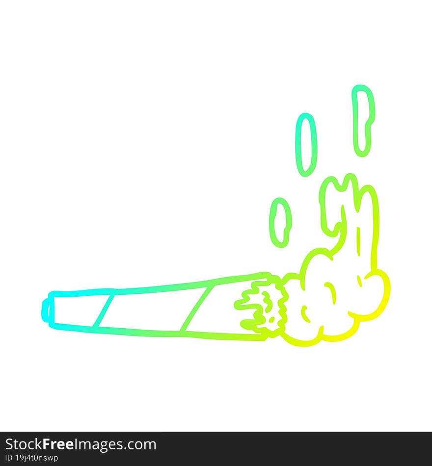 cold gradient line drawing of a marijuana joint