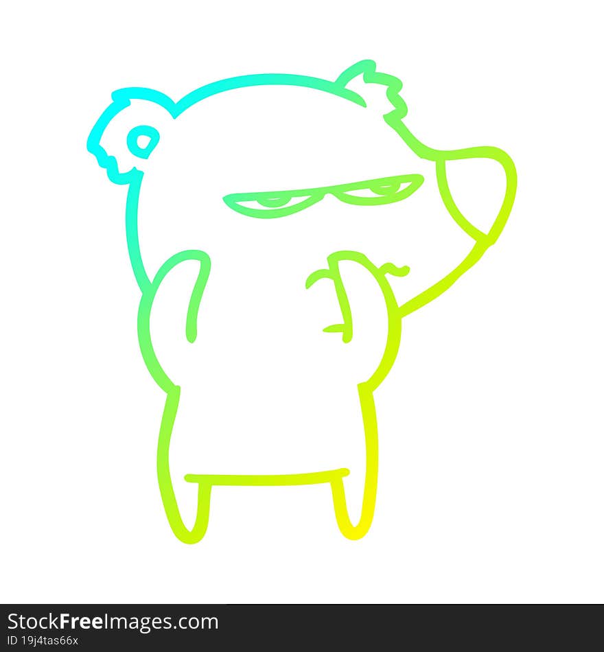 cold gradient line drawing angry bear polar cartoon