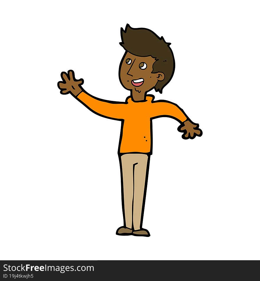 cartoon man waving