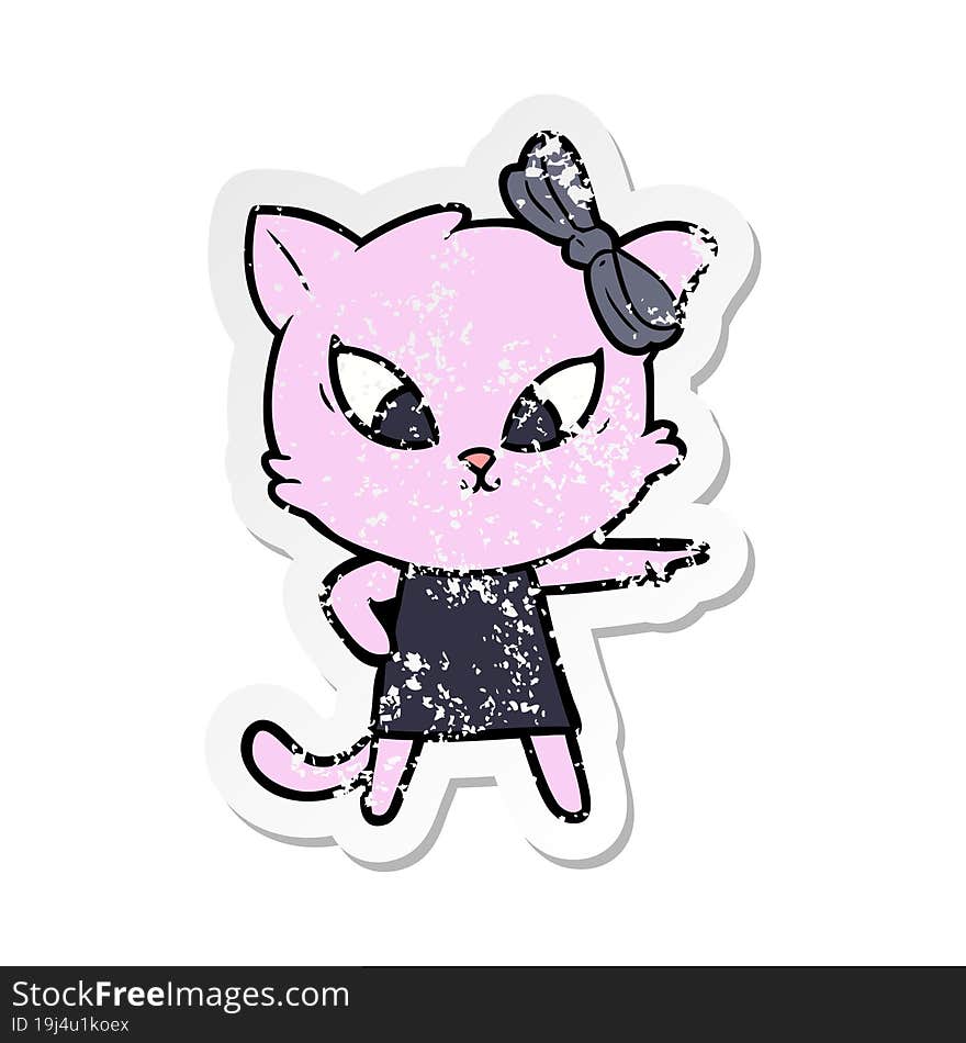 distressed sticker of a cartoon cat