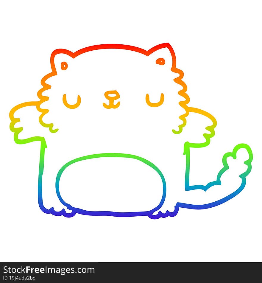 rainbow gradient line drawing of a cartoon cat