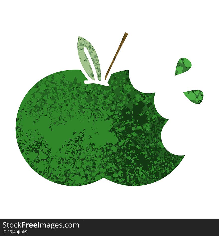 retro illustration style cartoon of a juicy apple