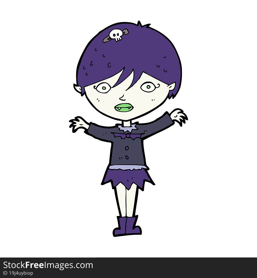 cartoon waving vampire girl