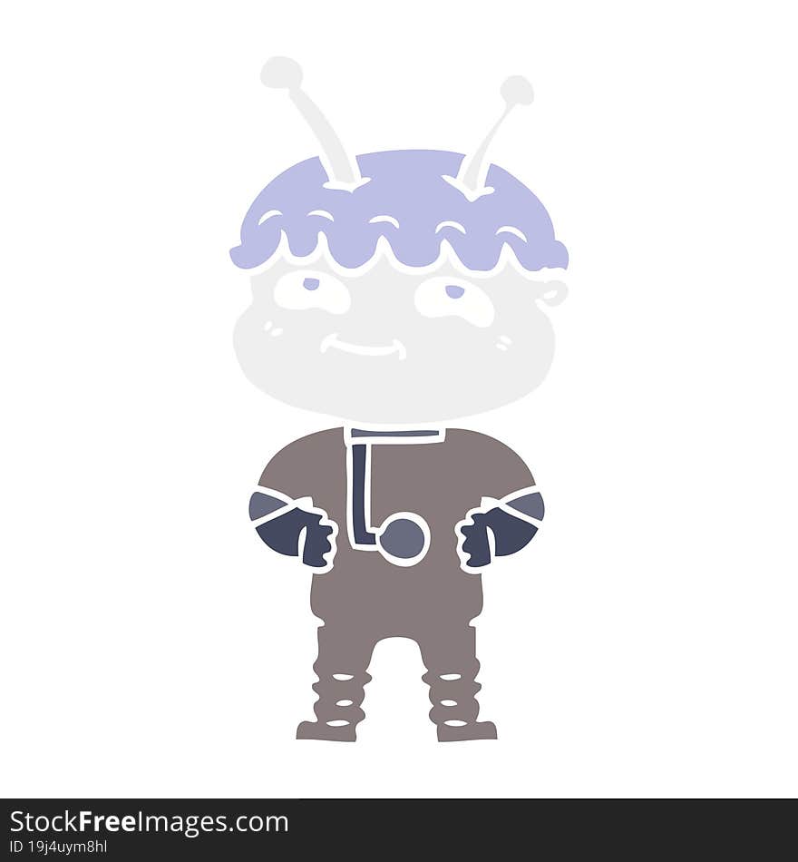 friendly flat color style cartoon spaceman