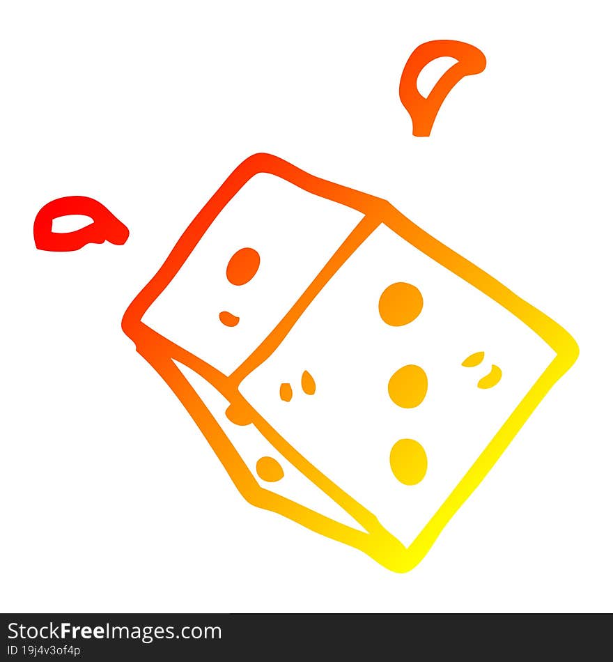 Warm Gradient Line Drawing Cartoon Rolling Dice