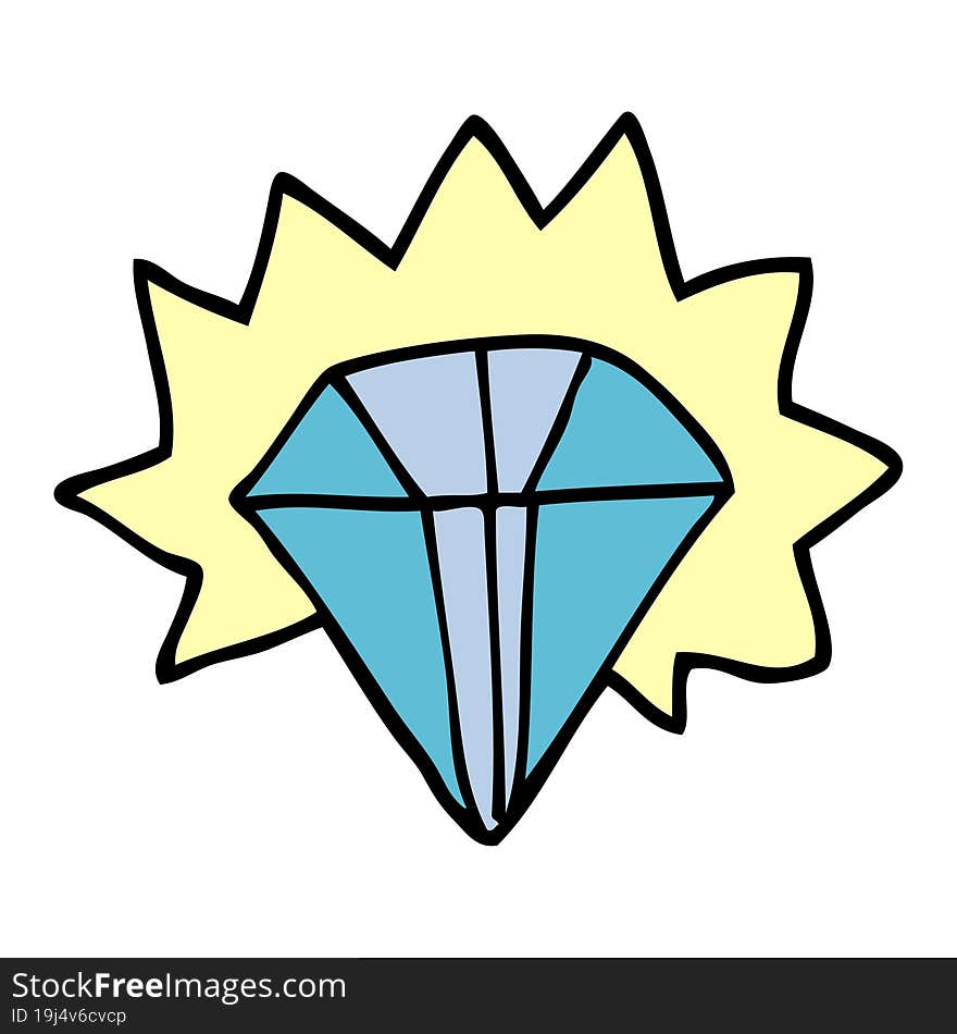 cartoon doodle shining diamond