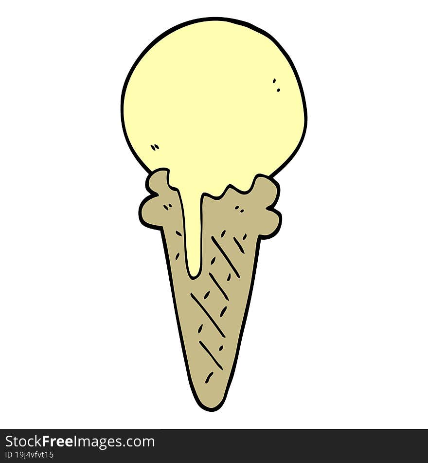 Hand Drawn Doodle Style Cartoon Ice Cream Cone