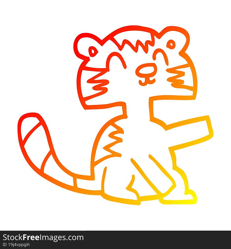 warm gradient line drawing cartoon happy cat