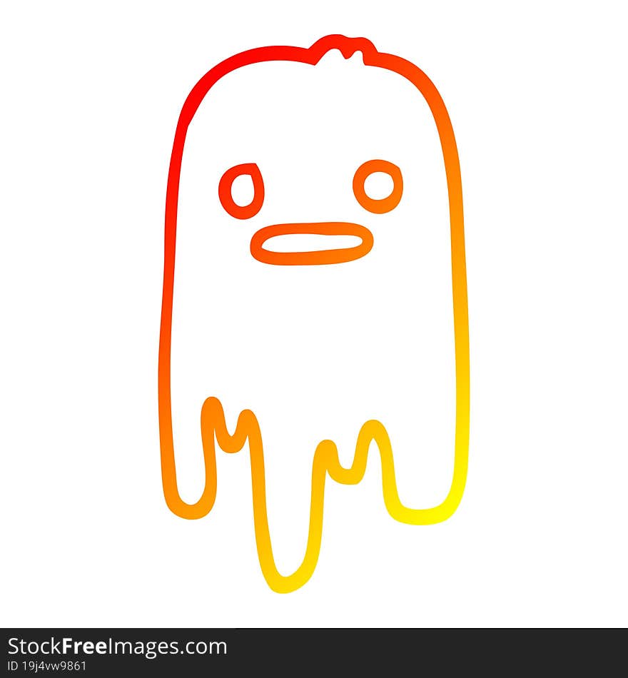 warm gradient line drawing of a cartoon spooky ghost