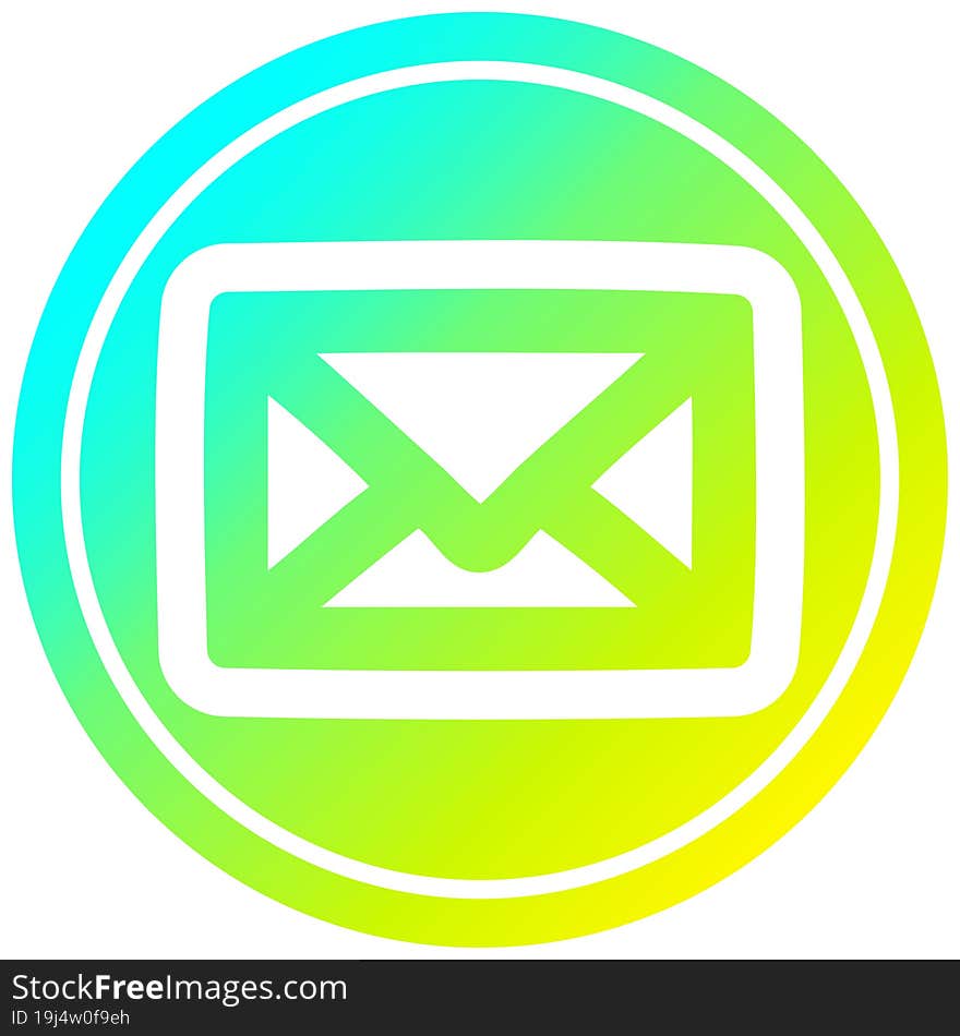 envelope letter circular icon with cool gradient finish. envelope letter circular icon with cool gradient finish