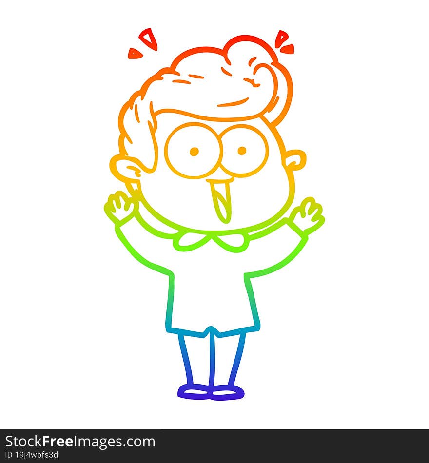 rainbow gradient line drawing cartoon excited man