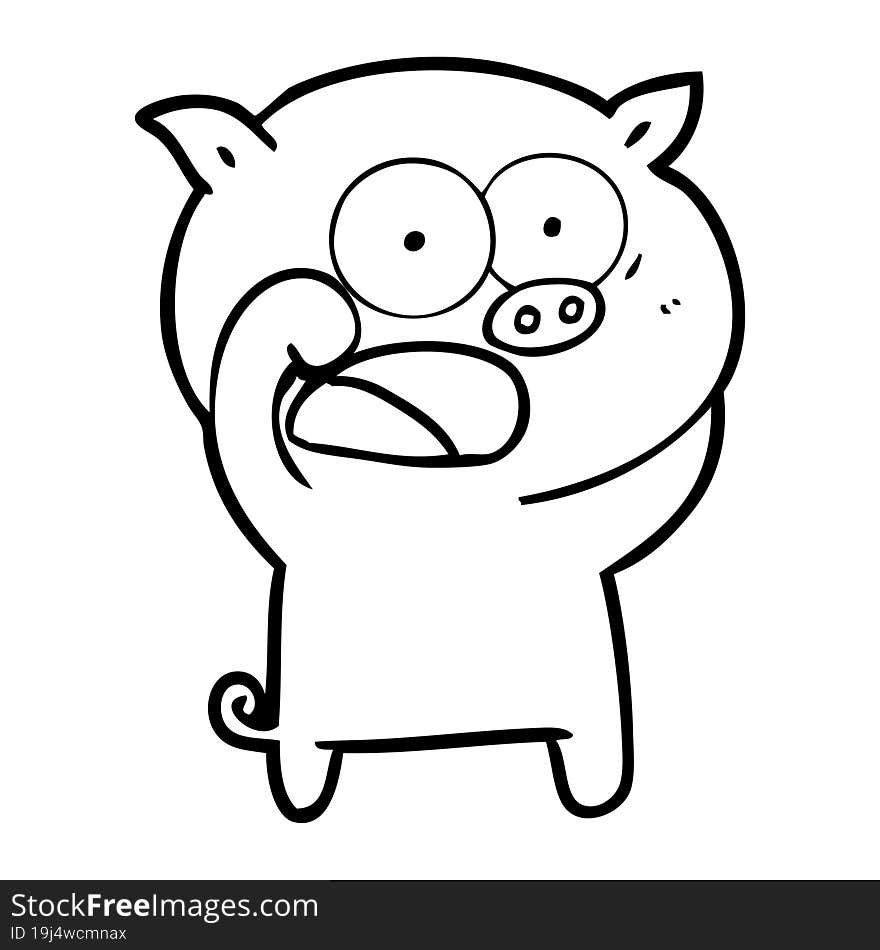 cartoon pig shouting. cartoon pig shouting