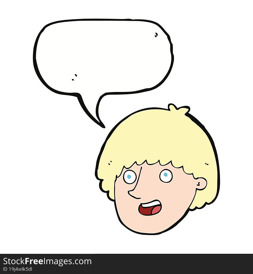 Cartoon Happy Male Face With Speech Bubble