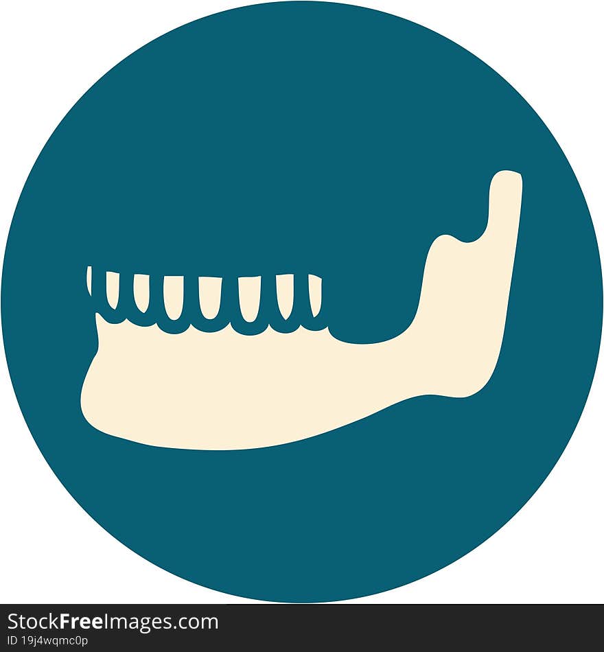 iconic tattoo style image of a skeleton jaw. iconic tattoo style image of a skeleton jaw