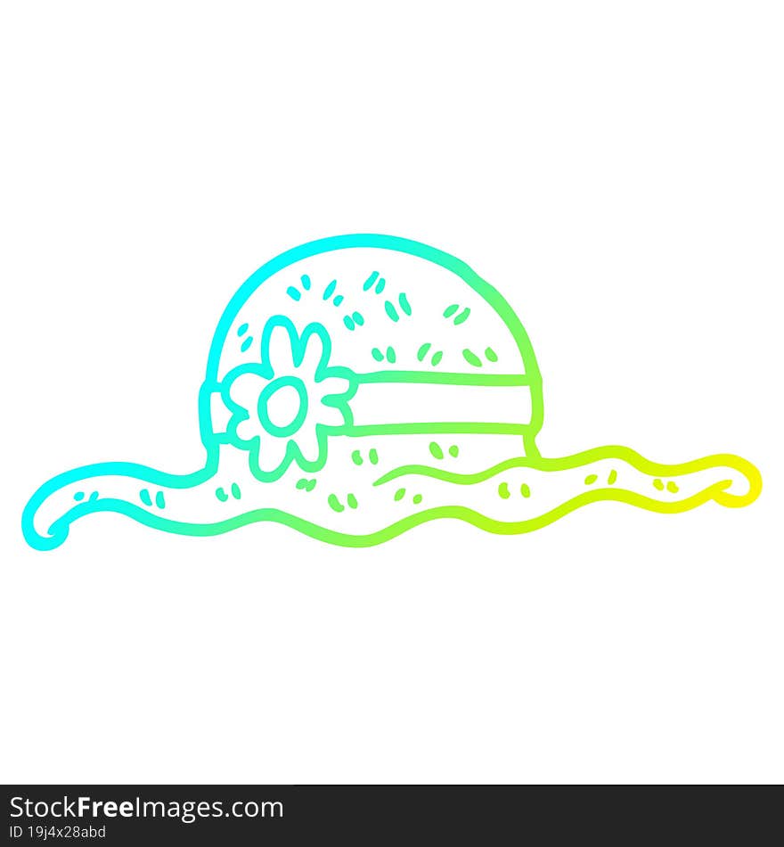 cold gradient line drawing of a cartoon straw hat