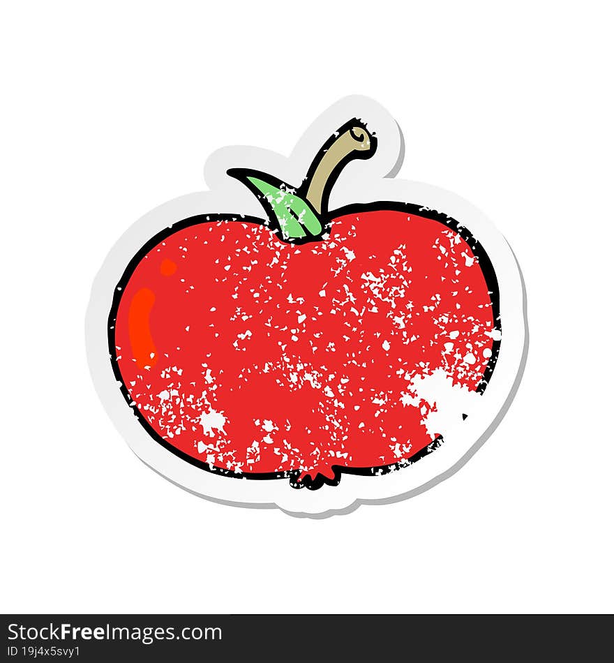 distressed sticker of a cartoon apple